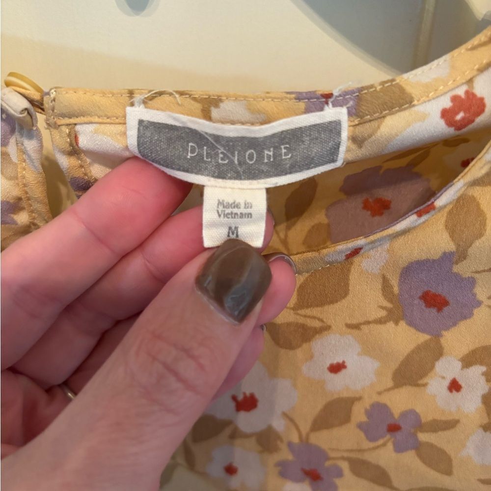 Anthropologie Pleione Puff Sleeve Blouse - Yellow Floral - Picture 3 of 5